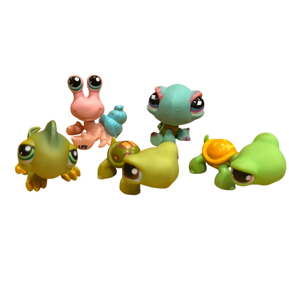 Littlest Pet Shop Reptile Lot Turtle Gecko Salamander Snail LPS Hasbro 5pc